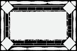 square frame with Grunge black ink ornament around the edges, white background in vector EPS format.