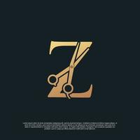 Creative letters Z with combination simple scissors Premium Vector