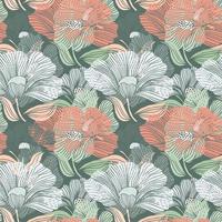 Delicate floral vintage outline endless background. Abstract flower line seamless pattern. vector