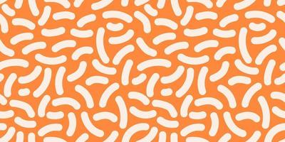 Seamless pattern with hand drawn doodle elements in orange and white colors. vector