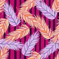 Seamless pattern with feathers. Abstract tropical palm leaves. vector