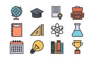 Education Outline Flat Icon Collection vector