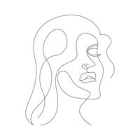 Woman face line art icon design vector