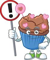 Chocolate love cupcake cartoon character style vector