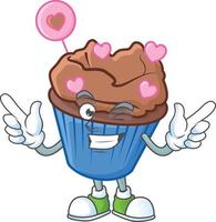 Chocolate love cupcake cartoon character style vector