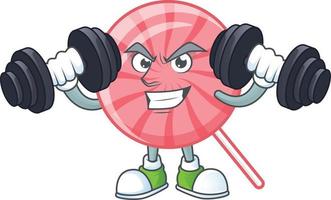 Pink round lollipop cartoon character style vector