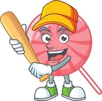 Pink round lollipop cartoon character style vector