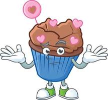 Chocolate love cupcake cartoon character style vector