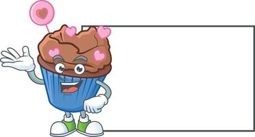 Chocolate love cupcake cartoon character style vector