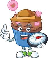 Chocolate love cupcake cartoon character style vector