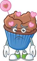 Chocolate love cupcake cartoon character style vector