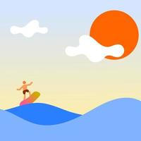 surf on the waves . Beach scenery. surfing vector