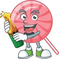 Pink round lollipop cartoon character style vector