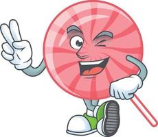 Pink round lollipop cartoon character style vector