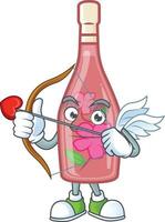 Pink bottle wine cartoon character style vector