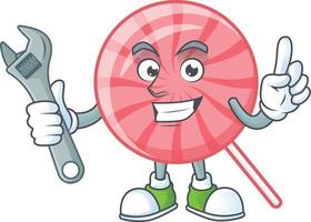 Pink round lollipop cartoon character style vector