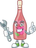 Pink bottle wine cartoon character style vector