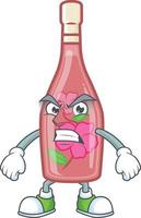 Pink bottle wine cartoon character style vector