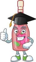 Pink bottle wine cartoon character style vector