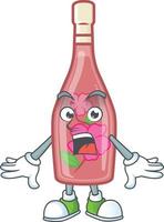 Pink bottle wine cartoon character style vector