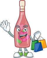 Pink bottle wine cartoon character style vector