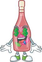 Pink bottle wine cartoon character style vector