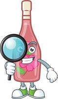 Pink bottle wine cartoon character style vector