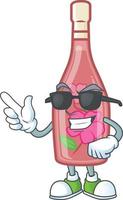 Pink bottle wine cartoon character style vector