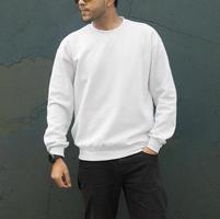 White Sweatshirt Mockup for Men Gildan 18000 photo