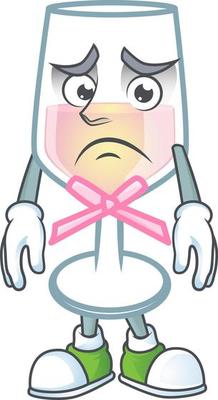 Pink glass of wine cartoon character style