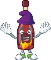 Red bottle wine cartoon character style vector