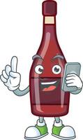 Red bottle wine cartoon character style vector