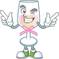 Pink glass of wine cartoon character style vector