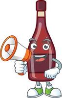 Red bottle wine cartoon character style vector