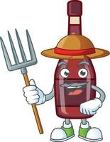 Red bottle wine cartoon character style vector