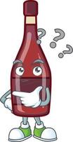 Red bottle wine cartoon character style vector