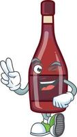 Red bottle wine cartoon character style vector