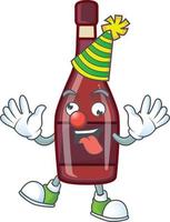 Red bottle wine cartoon character style vector