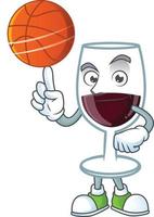 Red glass of wine cartoon character style vector