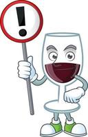 Red glass of wine cartoon character style vector