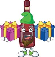 Red bottle wine cartoon character style vector