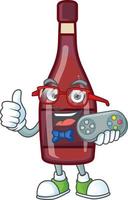 Red bottle wine cartoon character style vector