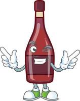 Red bottle wine cartoon character style vector