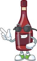 Red bottle wine cartoon character style vector