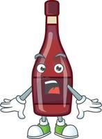 Red bottle wine cartoon character style vector