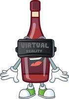 Red bottle wine cartoon character style vector