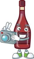 Red bottle wine cartoon character style vector