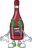 Red bottle wine cartoon character style vector