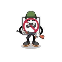 Cartoon of no trucks road sign soldier vector