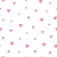 White seamless pattern with pink hearts. vector